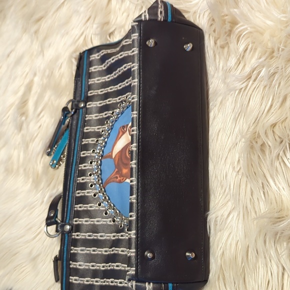 *RARE* Isabella Fiore leather Boston terrier dog shoulder bag purse tote - Picture 5 of 8